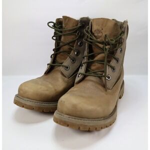 Timberland 6" Premium Womens Size 7.5 Brown Gray Leather Nubuck Boots A19C2 5247